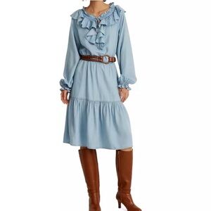 RALPH LAUREN Ladies Navy Tie Blouson Sleeve  Dress 
Size 10 MSRP $165